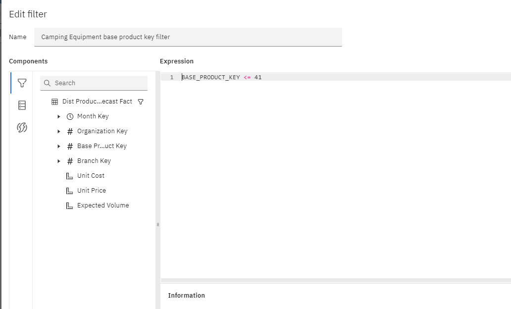  expression editor data security filter 